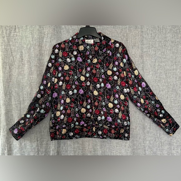 Kathy Lee Women's Long Sleeve Elastic Hem Ugly Christmas Ornament Shacket - L - Picture 3 of 10